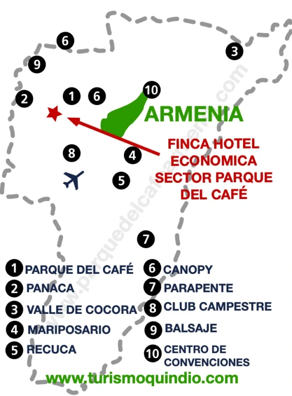 bbicacion Finca Hotel Economica Sector Parque del Café